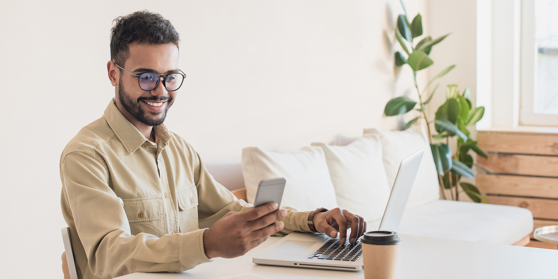 Professional young male CPA working from home office