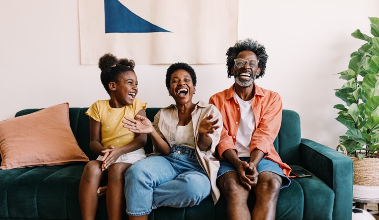 Family sitting together.