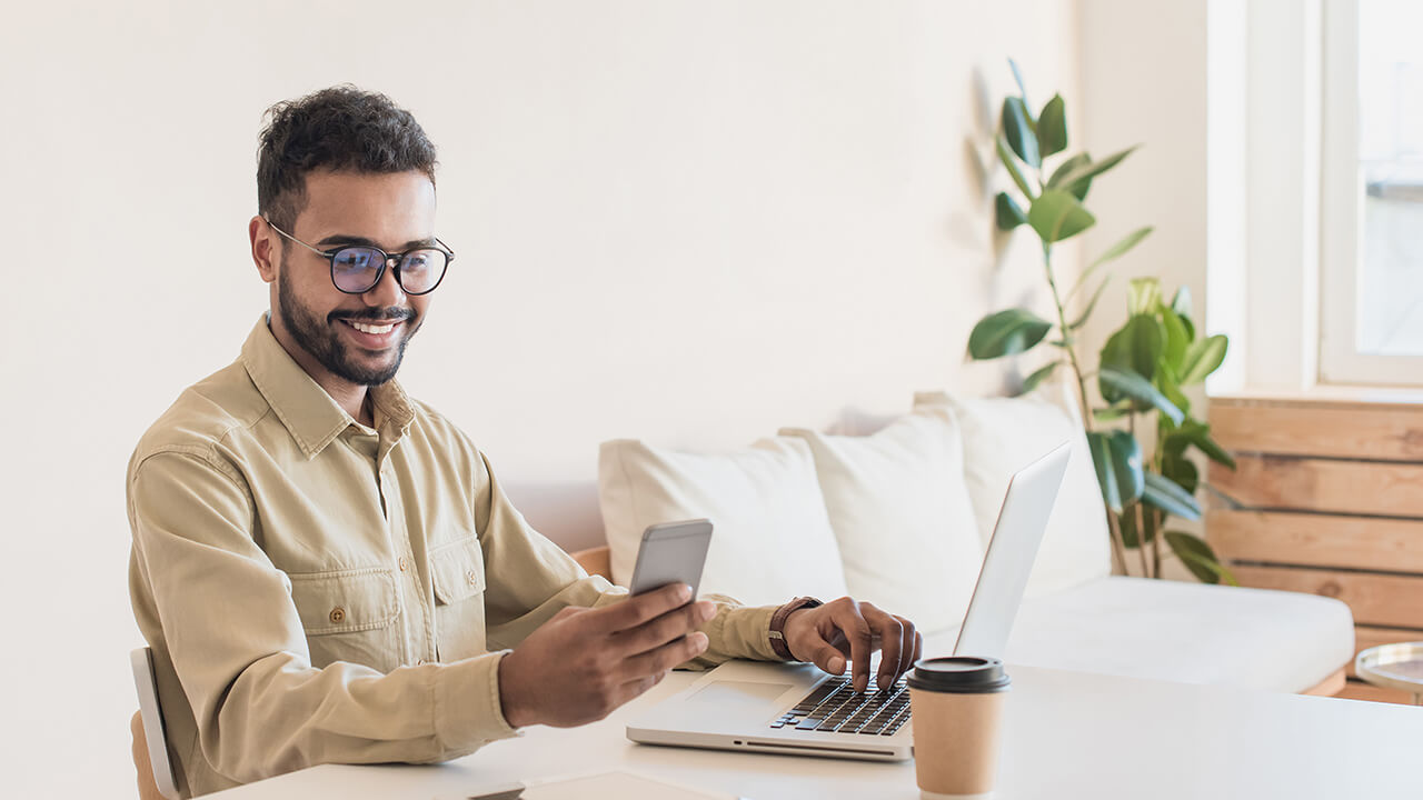 Professional young male CPA working from home office